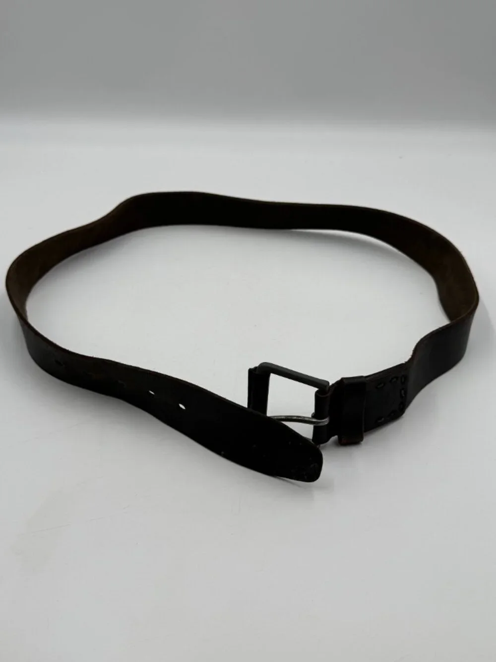 Timberland Genuine Leather Belt Size 36 Brown Silver Buckle 1.5